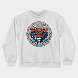 Minhwa: Dragon Face on Shield F Type Crewneck Sweatshirt